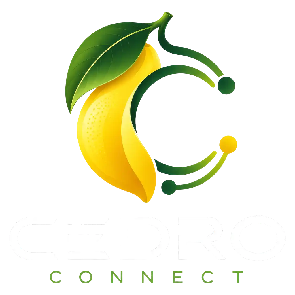 Il logo di Cedro Connect: un cedro e una C fatta di nodi collegati